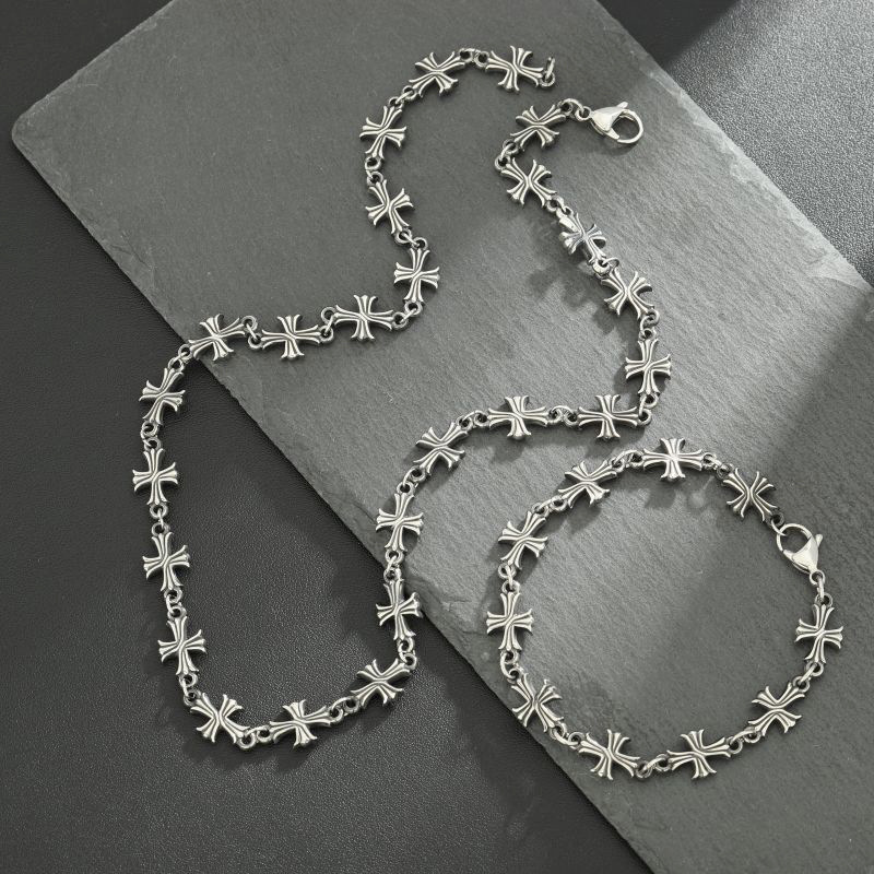 Men'S Accessories Premium - Rantai Punk dengan Kalung Salib untuk