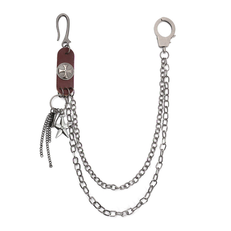 Men Accessories Pk - Rantai kunci kulit sapi Steet Punk