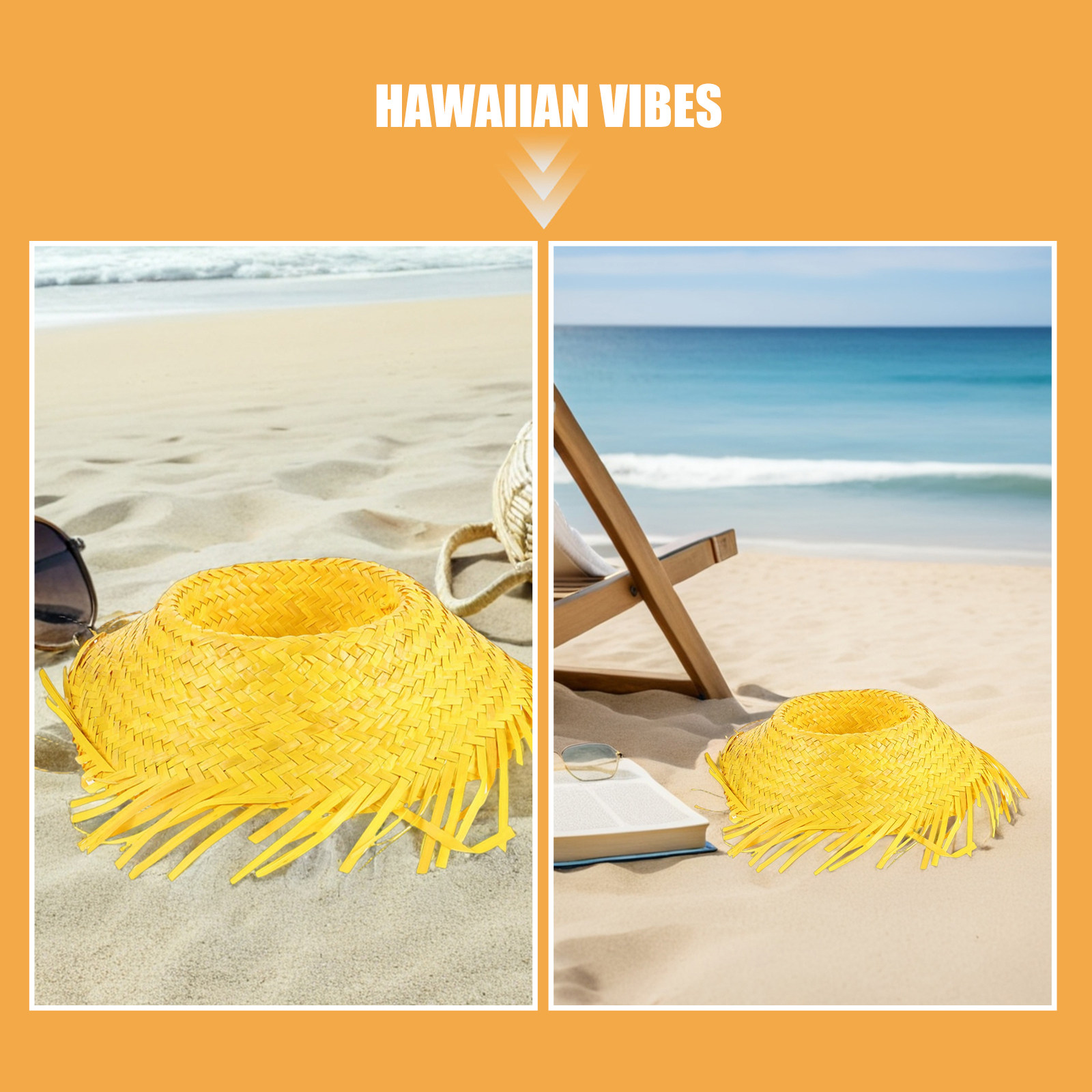 3 Buah Topi Jerami Hawaii Topi - Men'S Vacation Accessories ulasan dan harga