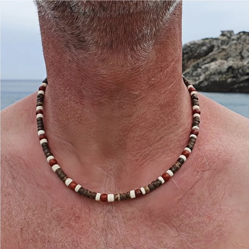 Kalung Manik Kayu Bohemian unt - Men'S Vacation Accessories ulasan dan harga
