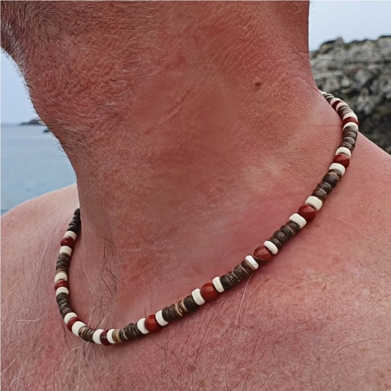 Kalung Manik Kayu Bohemian unt - Men'S Vacation Accessories ulasan dan harga
